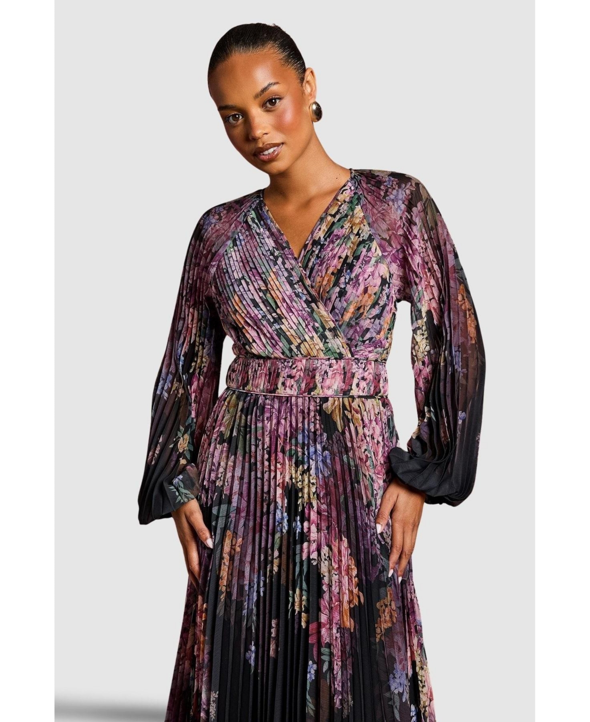 Coast Women's Printed Pleated Wrap Dress