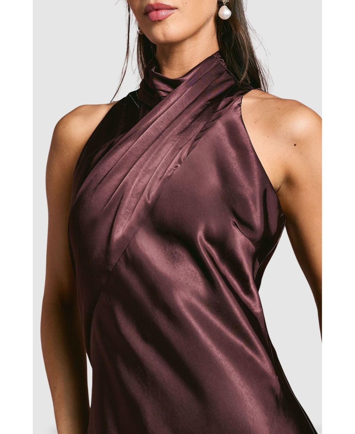 Coast Women's Satin High Neck Fishtail Maxi Dress