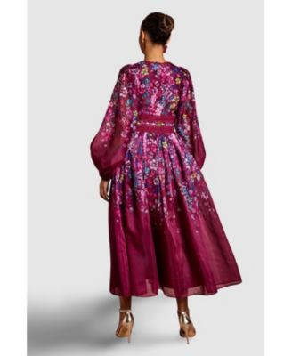 Women's Organza Lace-Trim Midaxi Dress