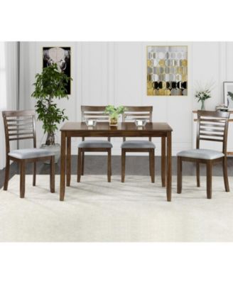 5-Piece Modern Dining Set with Rectangular Wood Table and 4 Upholstered Chairs