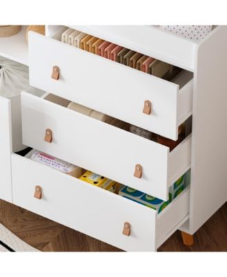 4-Drawer Chest of Drawers Nursery Storage Organizer With Changing Table Open Shelf