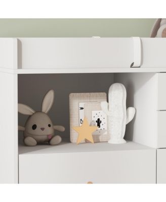 5-Drawers Changing Table, Dresser, Kids Low Dresser with Shelf