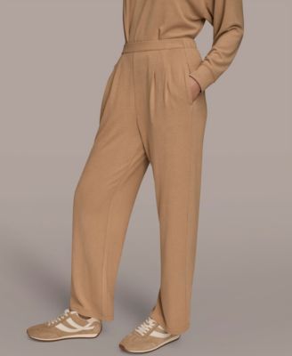 Women's Brushed Jersey High Rise Pleated Pull-On Pants
