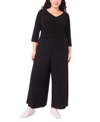 Plus Size Solid Pull-On Wide-Leg Pants