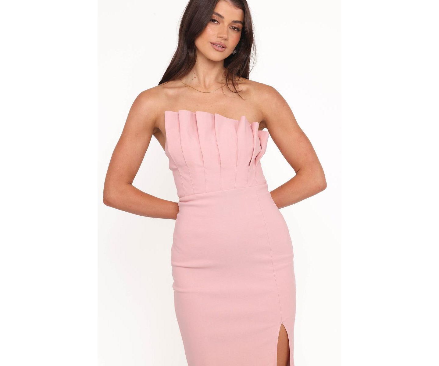 Женское платье Petal and Pup Kinnie Midi Strapless, цвет: Розовый — фото 4