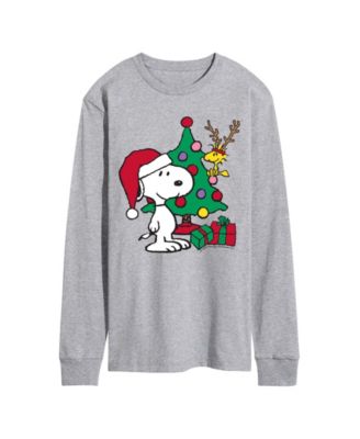AIRWAVES - Men's Peanuts Woodstock and Snoopy Christmas Graphic Long-Sleeve T-Shirt