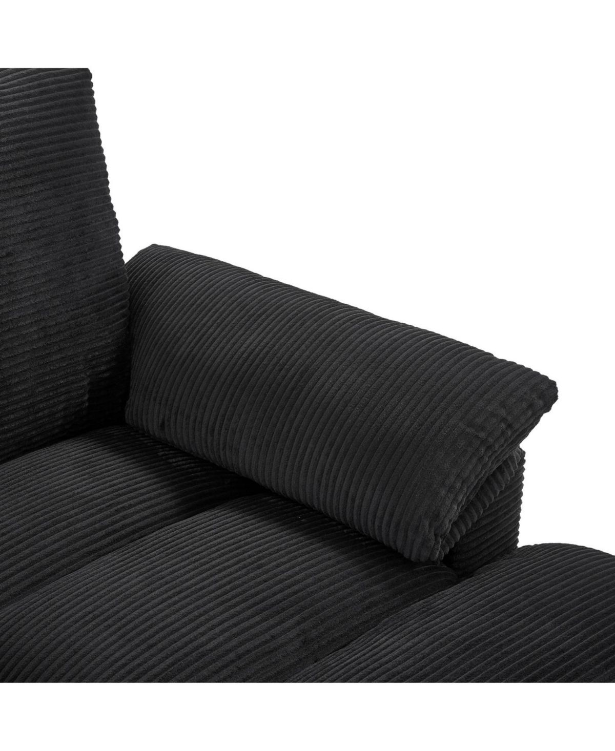 Streamdale Furniture Modern U-shaped Corduroy Sofa with Storage, Cup Holders & Usb Ports, Black