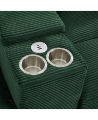  Modern U-shaped Corduroy Sofa with Storage, Cup Holders & USB Ports