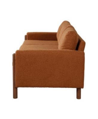 Streamdale 83.86" 3-Seater Sofa, Curved Armrest, Teddy Velvet, Solid Wood Legs & Frame, Green