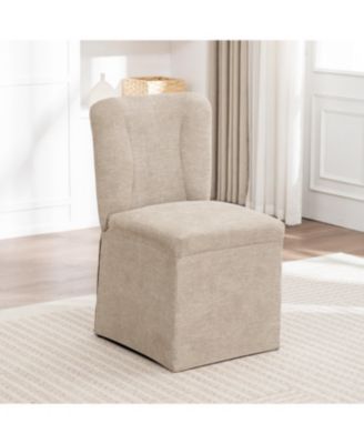 Streamdale Linen Dining Chairs, Modern Fabric Side Chairs, Padded Seat, Set of 2 (Brown