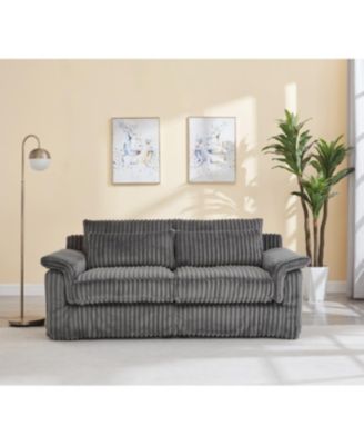 Corduroy Loveseat Sofa with Pillow Top Arms & 2 Accent Pillows