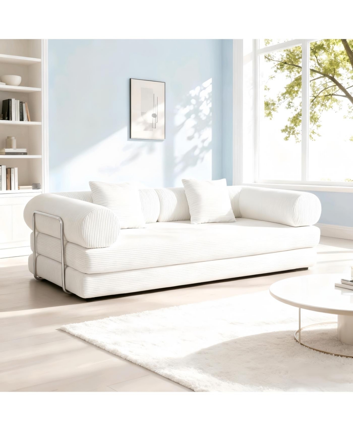 Streamdale Furniture Streamdale Cream color sofa for living room, apartment, bedroom, and compact room