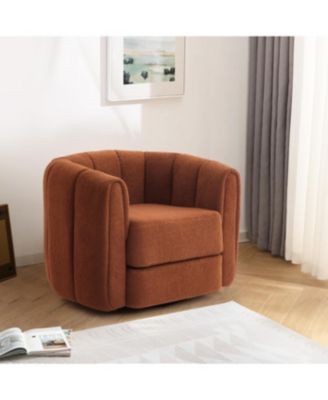 Streamdale Swivel Accent Barrel Chair, Modern Upholstered Round Armchair for Living Room