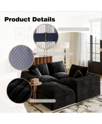 Streamdale 108" Cloud Sectional Couch with L-Shape Chaise, Modern Modular Sofa, Deep Seat, Plush Corduroy