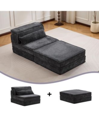 Compression Sofa, Convertible Floor Sofa Bed, Modular Sectional, Dark Grey