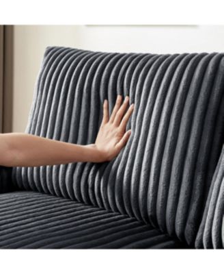 Streamdale 71" Sofa Plush Corduroy Square Storage Armrest USB port