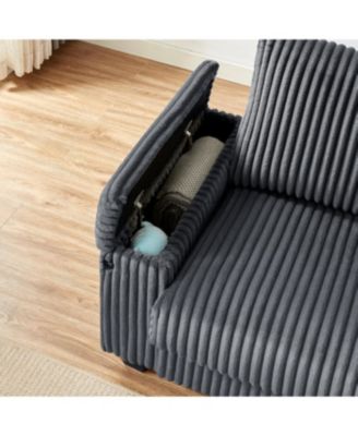 Streamdale 71" Sofa Plush Corduroy Square Storage Armrest USB port