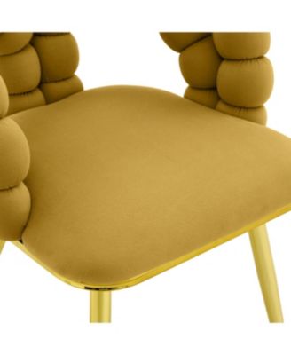 Streamdale Set of 2 Yellow Velvet Dining Chairs with Gold Legs