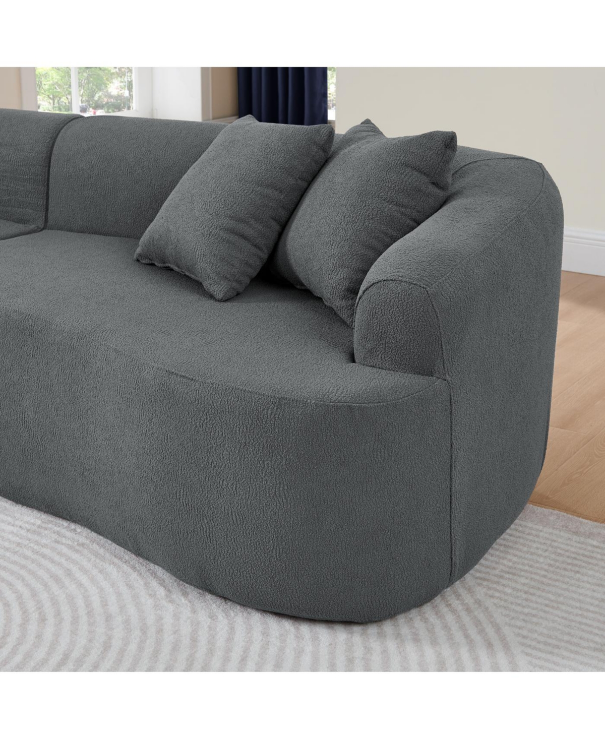 Streamdale Furniture Streamdale Curved Lamb's Wool Modular Sectional Sofa - Gray