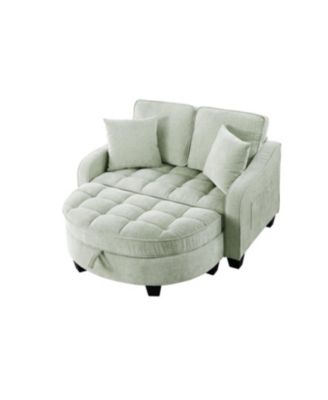 Streamdale Two-seater sofa with storage chaise and throw pillows - Cyan