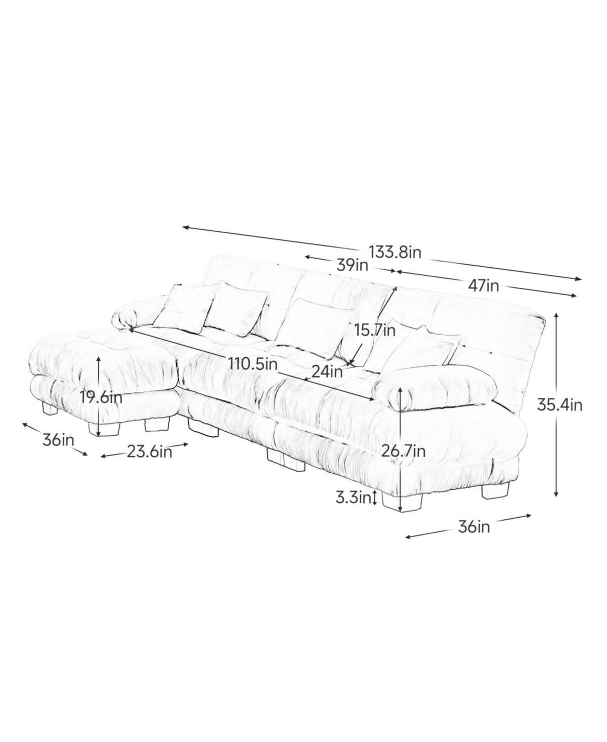 Streamdale Furniture Luxury Modular Sectional Sofa Couch