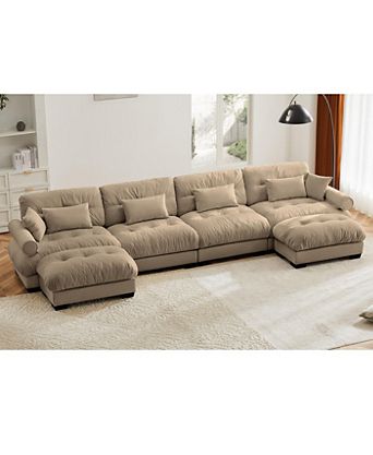Streamdale U-Shaped Sectional Sofa Cloud Couch with Movable Ottomans, Convertible 4 Seater