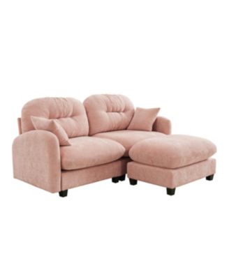  Pink Cloud Sectional L-Shaped Couch with Ottoman