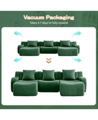 Streamdale U-shaped Soft Teddy Fabric Boneless Sofa,Green