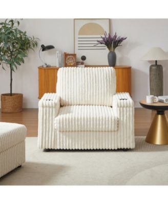 Streamdale 42.5" Corduroy Single Recliner with Pillow, Cup Holder, Storage Footrest