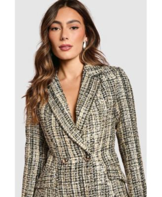 Women's Sequin Tweed Fitted Blazer