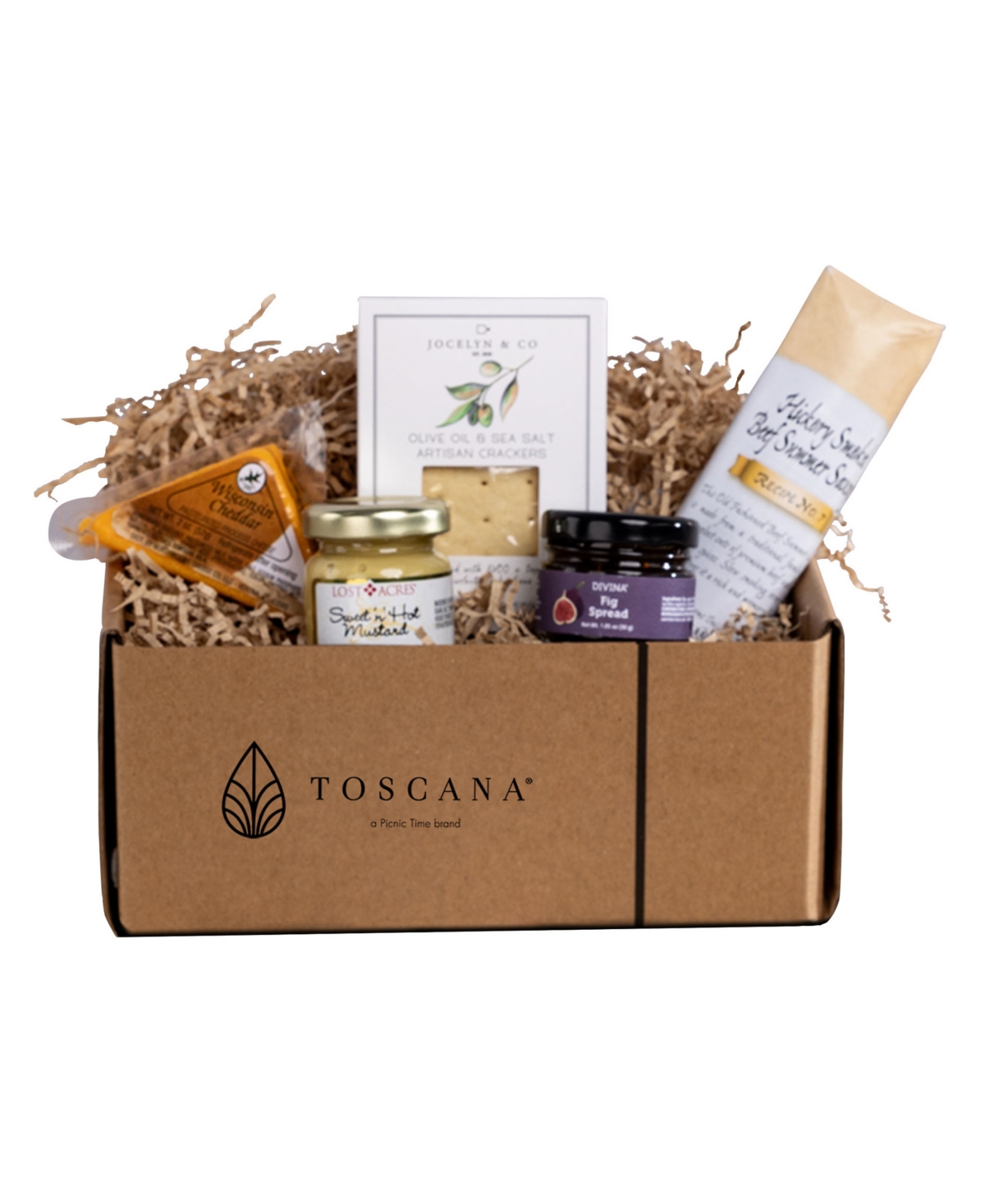 Toscana Brie Cheese Board With Gourmet Gift Pack, 5-piece In Brown