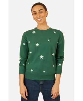 Women's Foil Star Print Relaxed Fit Sweater