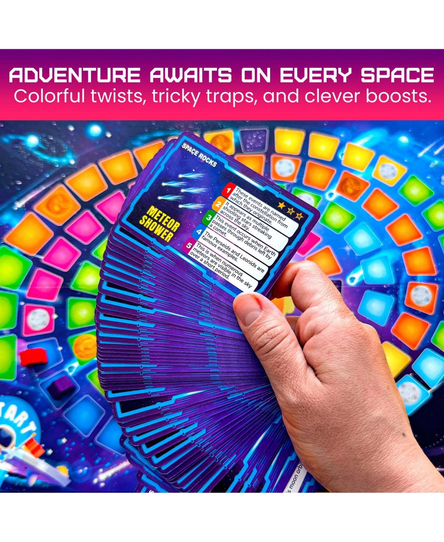 Детская настольная игра Quokka Trivia Geography and Space Board Game, от 8 лет, цвет: Космический — фото 5