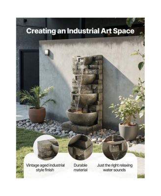 Outdoor 4-Tier Block Stack Yard Fountain for Garden or Patio