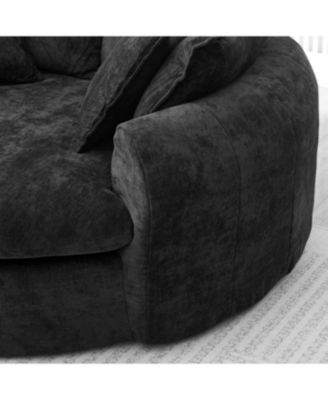 Full-Compressed Round Chaise Sofa, Black