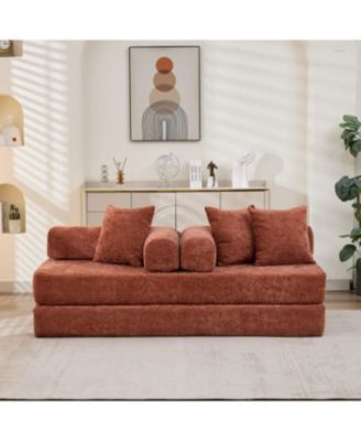 Comfy Convertible Folding Mattress Couch, Floor Sofa Bed - Orange