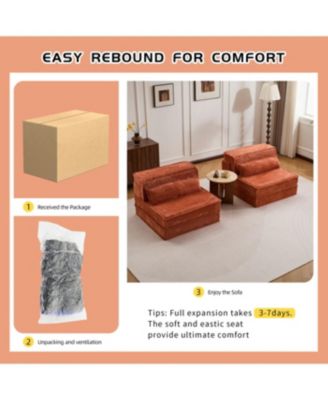 Streamdale Compression Sofa, Convertible Floor Sofa Bed, Modular Sectional, Orange