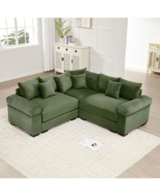 Oversized Cloud Modular Sectional Couch, Convertible, Deep Seat, Green