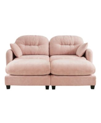 Cloud Sectional Couch, Premium Chenille, Tufted, High-Density Foam, Pink