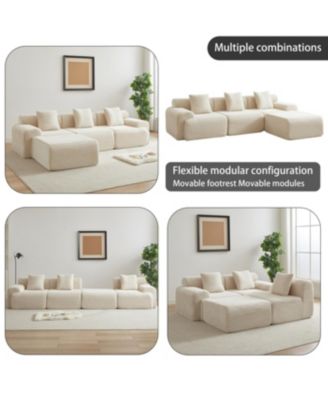 Streamdale Corduroy Modular Sofa with 4 Configurable Modules & 3 Pillows
