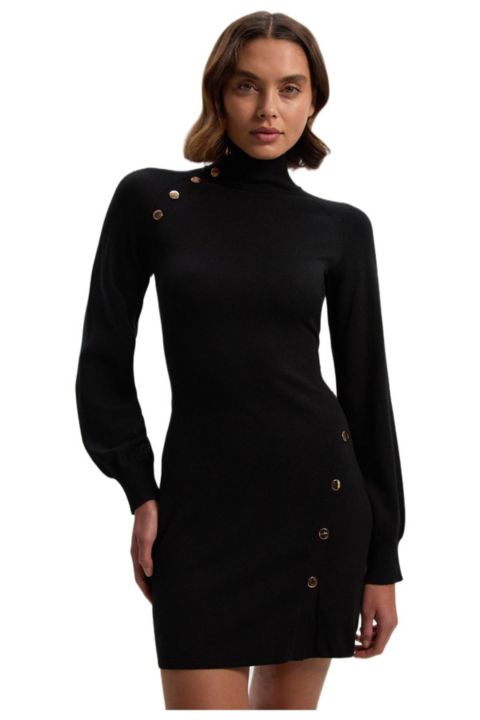 Женское платье Karen Millen Viscose Blend Popper Knit Mini, цвет: Чёрный