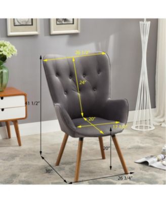 Streamdale Contemporary Silky Velvet Tufted Button Back Accent Chair, Gray