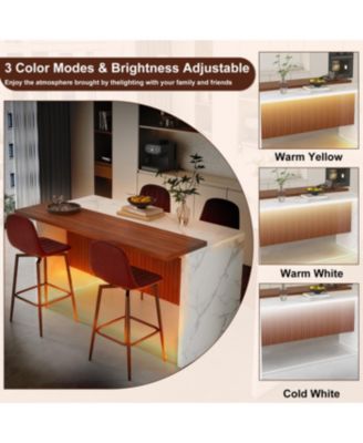 Streamdale White Marble Look Kitchen Island with LED Lighting