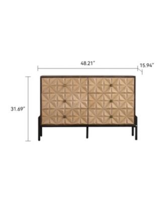 Streamdale Solid Wood Sideboard with Geometric Pattern, 6 Drawers