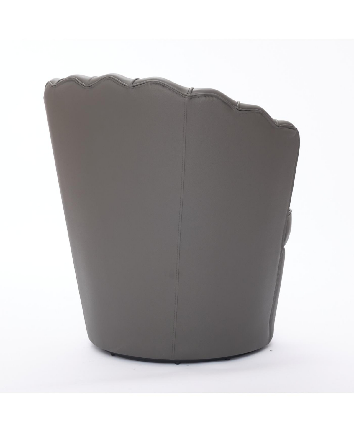 Streamdale Furniture Streamdale Gray Petal Swivel Chair - Genuine Leather Wing-Back Desk Chair, Curved Design