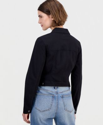 Juniors' Black High-Low Jean Jacket 