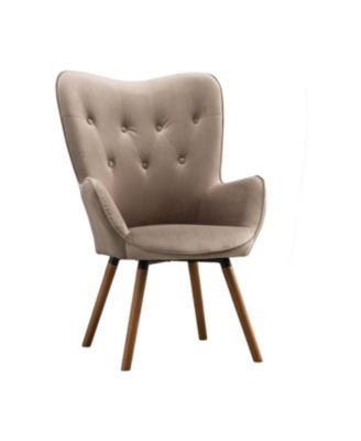 Streamdale Contemporary Silky Velvet Tufted Button Back Chair, Chocolate