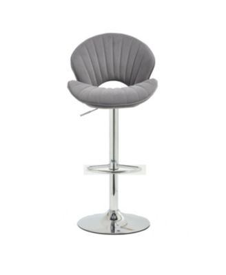 Streamdale Bar Stools Set of 2 - Adjustable Counter Height Bar Chairs with Back & Footrest - Grey