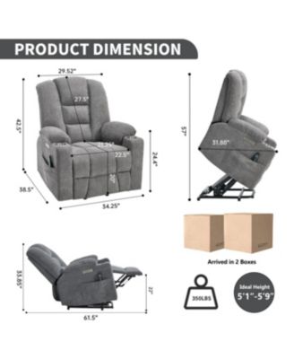 Streamdale Power Lift Recliner Chair with Massage, Heat, USB/Type C Ports, Light Grey