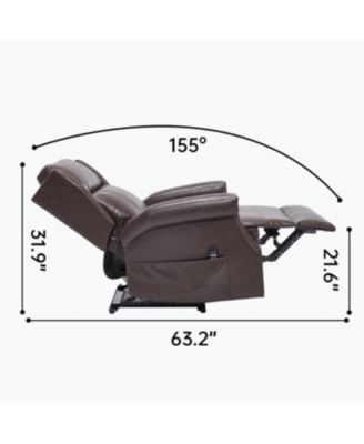 Brown Faux Leather Manual Recliner Chair with 8 Vibrating Nodes & 3 Massage Modes